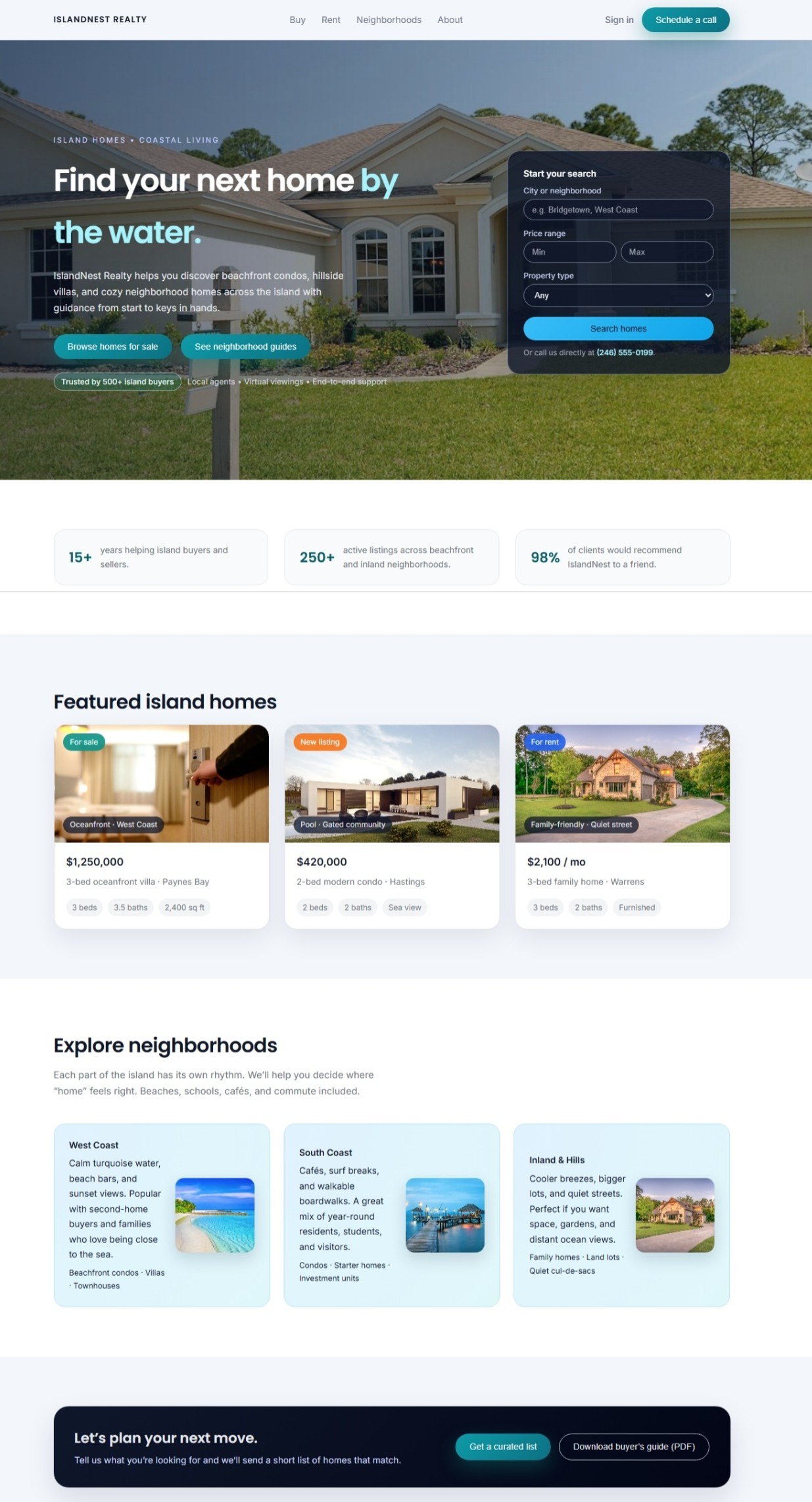 Real estate homepage